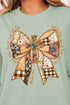 God Is Within Her Patchwork Bow Comfort Colors Adult Ring-Spun Cotton Tee