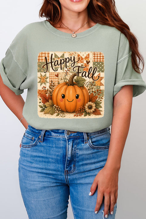 Happy Pumpkin Patchwork Comfort Colors Adult Ring-Spun Cotton Tee