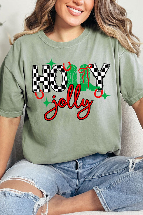 Holly Jolly Boots Comfort Colors Adult Ring-Spun Cotton Tee