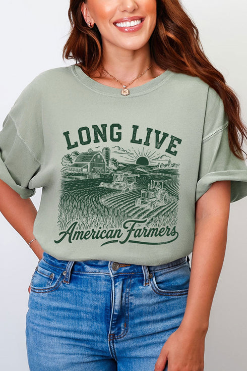 Long Live American Farmers Comfort Colors Adult Ring-Spun Cotton Tee