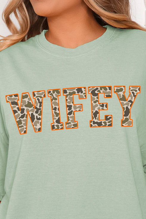 Orange Wifey Camo Comfort Colors Adult Ring-Spun Cotton Tee