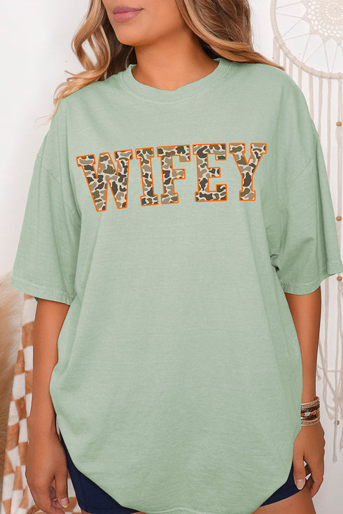 Orange Wifey Camo Comfort Colors Adult Ring-Spun Cotton Tee