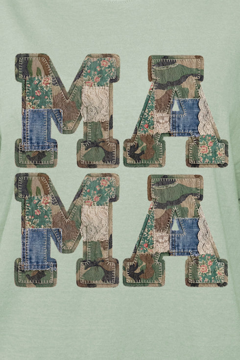 Patchwork Camo Mama Comfort Colors Adult Ring-Spun Cotton Tee