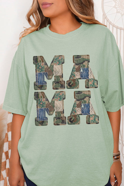 Patchwork Camo Mama Comfort Colors Adult Ring-Spun Cotton Tee