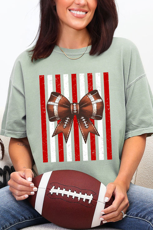 Red & White Varsity Bow Comfort Colors Adult Ring-Spun Cotton Tee