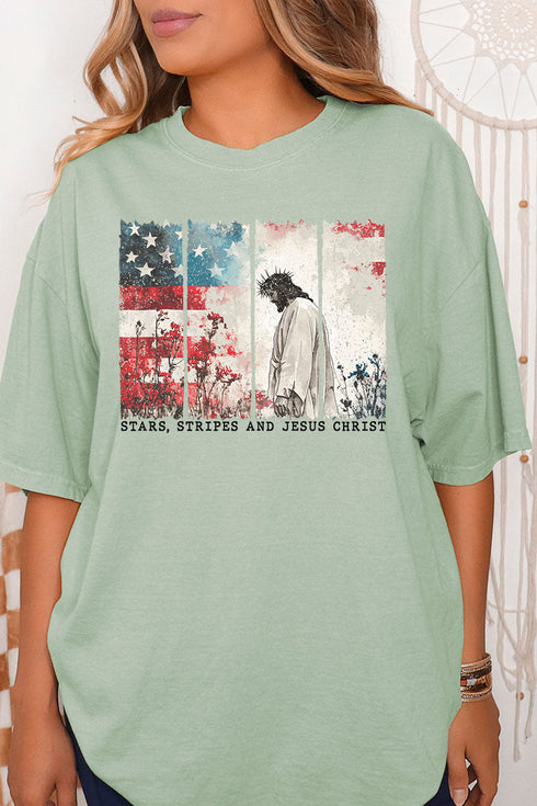 Stars, Stripes, & Jesus Christ Comfort Colors Adult Ring-Spun Cotton Tee