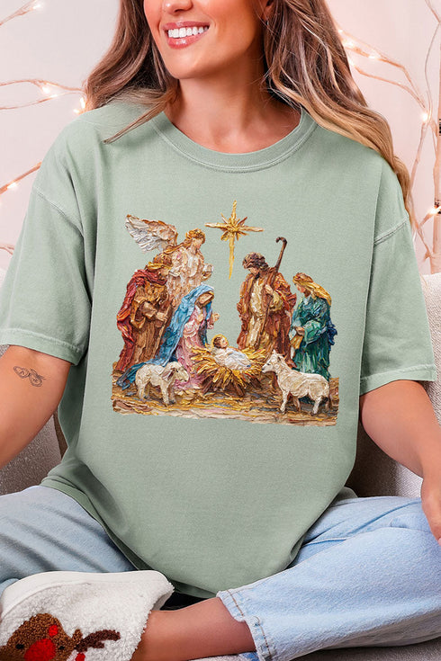 The Painted Nativity Scene Comfort Colors Adult Ring-Spun Cotton Tee