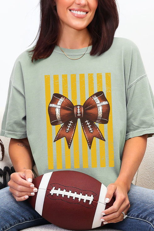Yellow Gold Varsity Bow Comfort Colors Adult Ring-Spun Cotton Tee