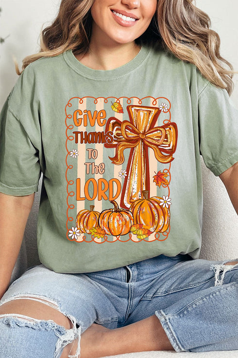 Coquette Cross Give Thanks Comfort Colors Adult Ring-Spun Cotton Tee