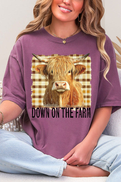 Down On The Farm Highland Cow Comfort Colors Adult Ring-Spun Cotton Tee