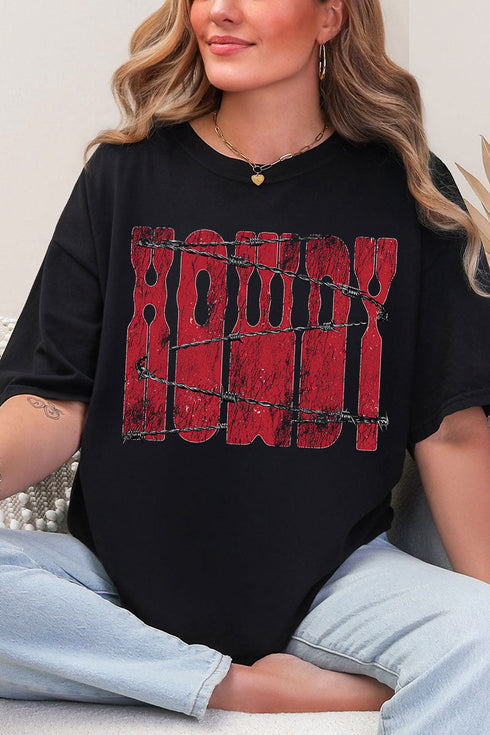 Barbed Wire Howdy Comfort Colors Adult Ring-Spun Cotton Tee