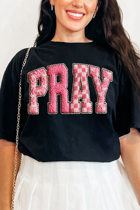 Pink Faux Yarn Coquette Pray Comfort Colors Adult Ring-Spun Cotton Tee