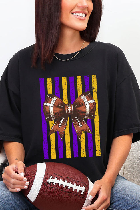 Purple & Yellow Gold Varsity Bow Comfort Colors Adult Ring-Spun Cotton Tee