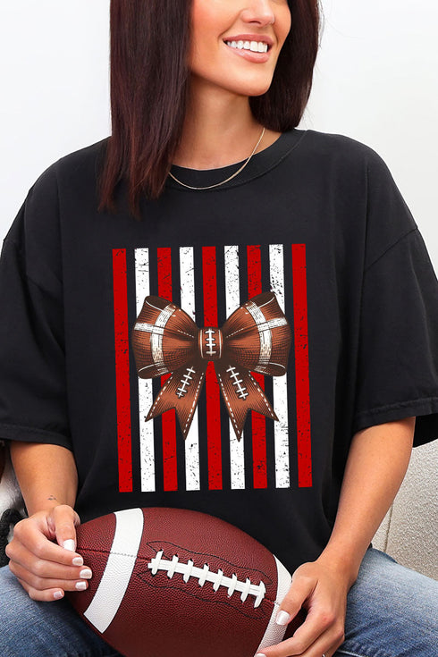 Red & White Varsity Bow Comfort Colors Adult Ring-Spun Cotton Tee