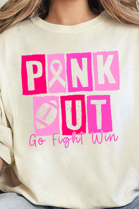 Block Pink Out Go Fight Win Comfort Colors Adult Ring-Spun Cotton Tee