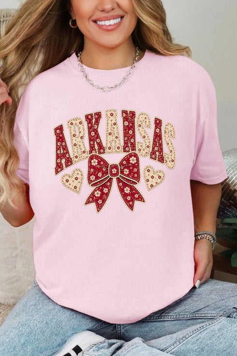 Arkansas Blooming Bow Comfort Colors Adult Ring-Spun Cotton Tee