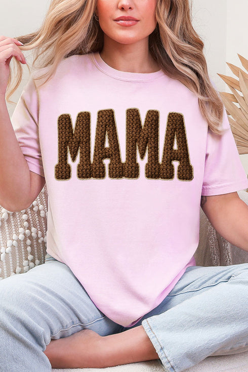 Brown Faux Threaded Mama Comfort Colors Adult Ring-Spun Cotton Tee