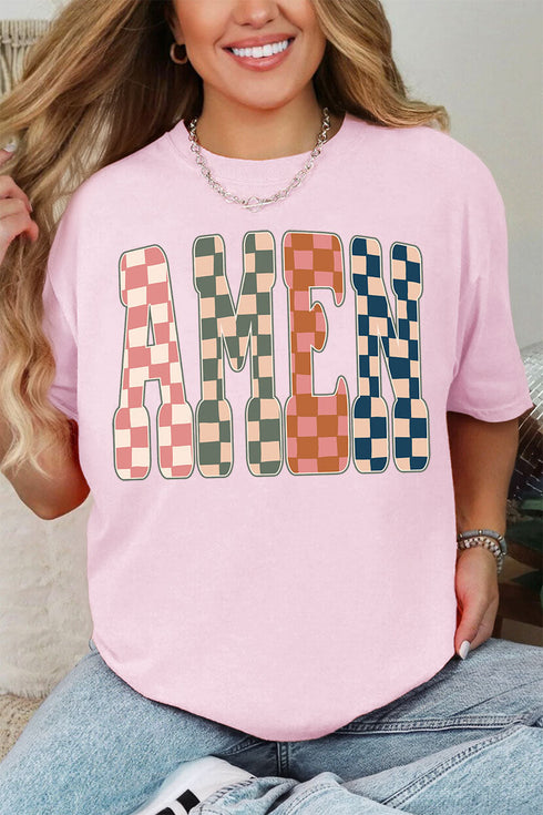 Checkered Amen Comfort Colors Adult Ring-Spun Cotton Tee