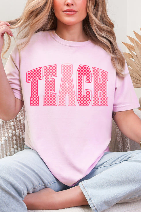 Checkered Teach Comfort Colors Adult Ring-Spun Cotton Tee