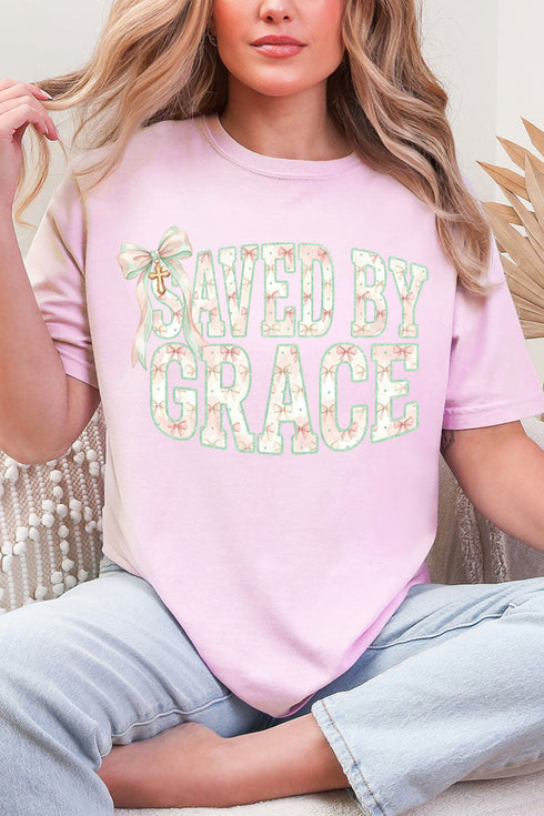 Coquette Cross Saved By Grace Comfort Colors Adult Ring-Spun Cotton Tee