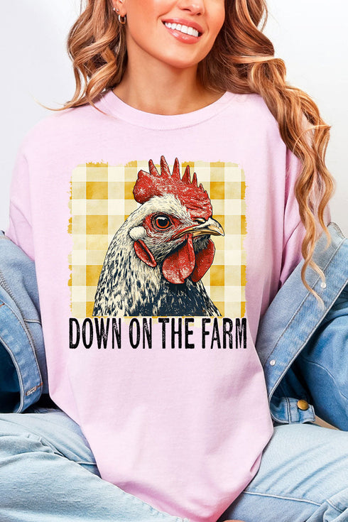 Down On The Farm Chicken Comfort Colors Adult Ring-Spun Cotton Tee