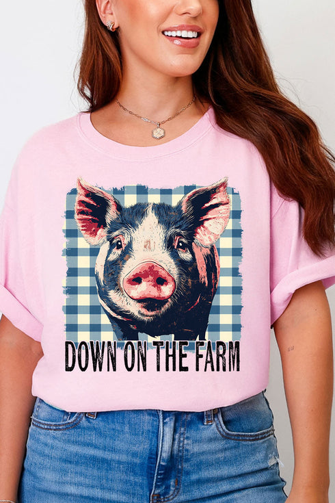 Down On The Farm Pig Comfort Colors Adult Ring-Spun Cotton Tee