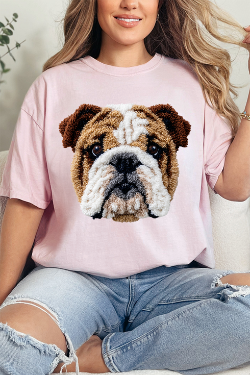 Faux Yarn English Bulldog Comfort Colors Adult Ring-Spun Cotton Tee