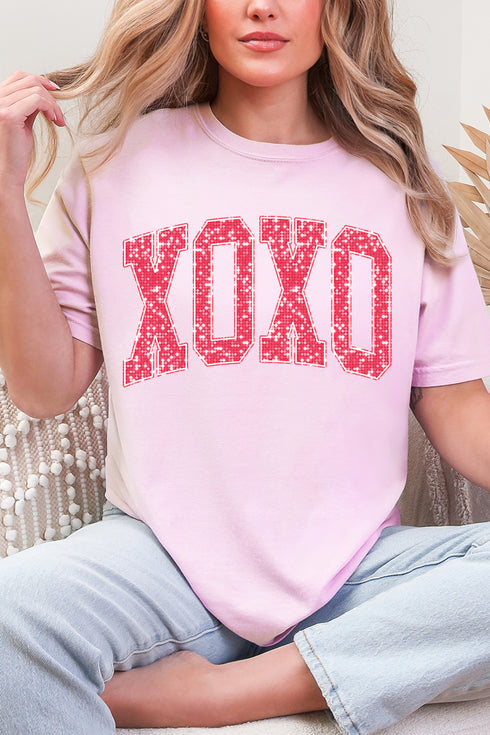 Faux Glitter XOXO Comfort Colors Adult Ring-Spun Cotton Tee