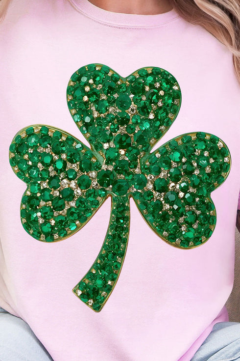 Faux Rhinestone Clover Comfort Colors Adult Ring-Spun Cotton Tee