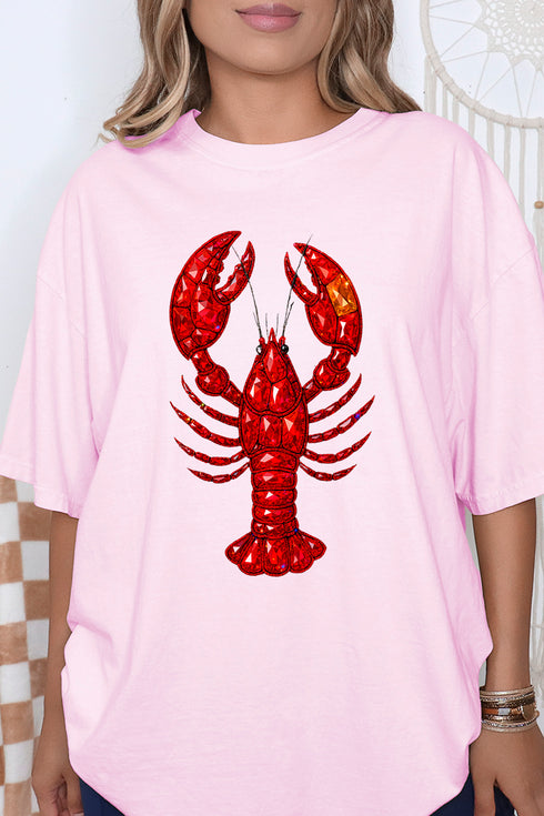 Faux Rhinestone Crawfish Comfort Colors Adult Ring-Spun Cotton Tee