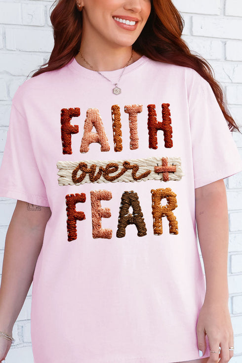 Faux Yarn Faith Over Fear Comfort Colors Adult Ring-Spun Cotton Tee