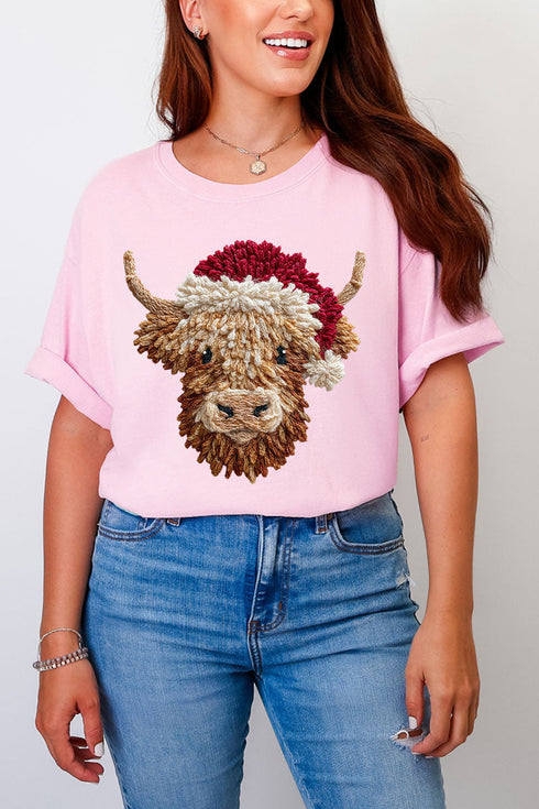 Faux Yarn Highland Cow Comfort Colors Adult Ring-Spun Cotton Tee