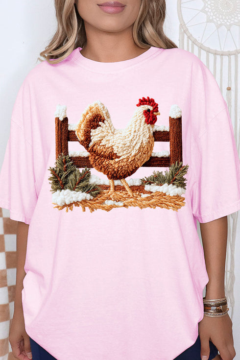 Faux Yarn Winter Chicken Comfort Colors Adult Ring-Spun Cotton Tee