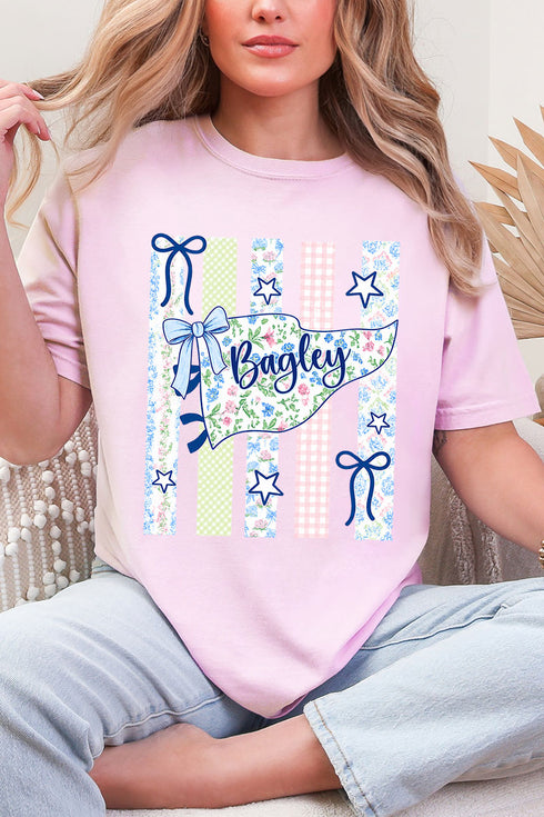 Personalized Floral Pennant Banner Comfort Colors Adult Ring-Spun Cotton Tee