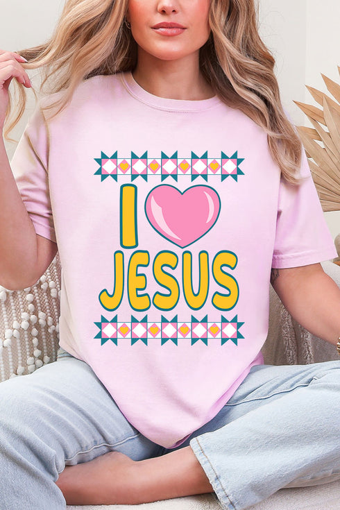 Folk Faith: I Love Jesus Comfort Colors Adult Ring-Spun Cotton Tee