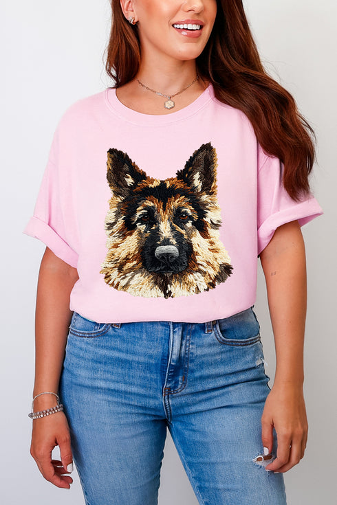 Faux Yarn German Shepherd Comfort Colors Adult Ring-Spun Cotton Tee