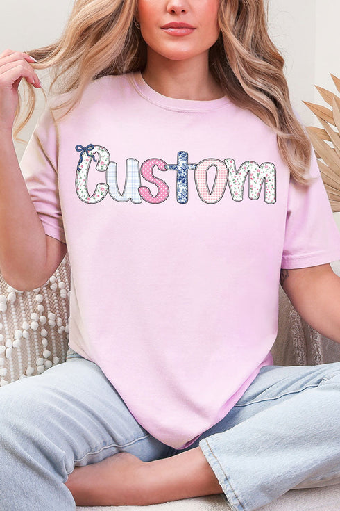 Gingham Garden Custom Name Comfort Colors Adult Ring-Spun Cotton Tee *Personalize Your Name