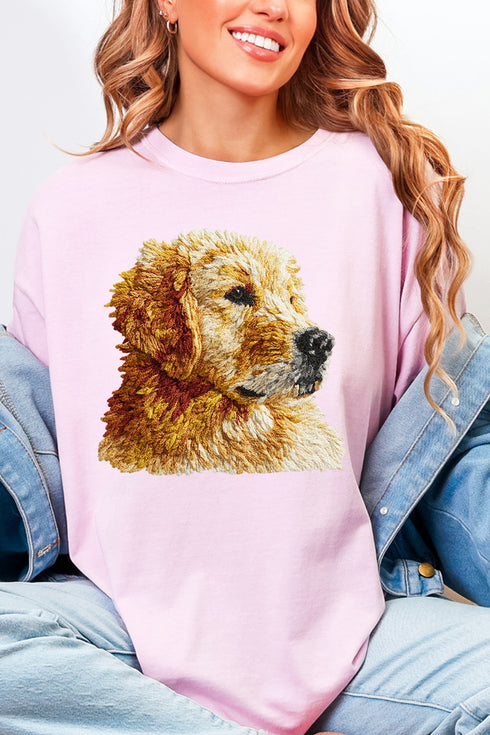 Faux Yarn Golden Retriever Comfort Colors Adult Ring-Spun Cotton Tee