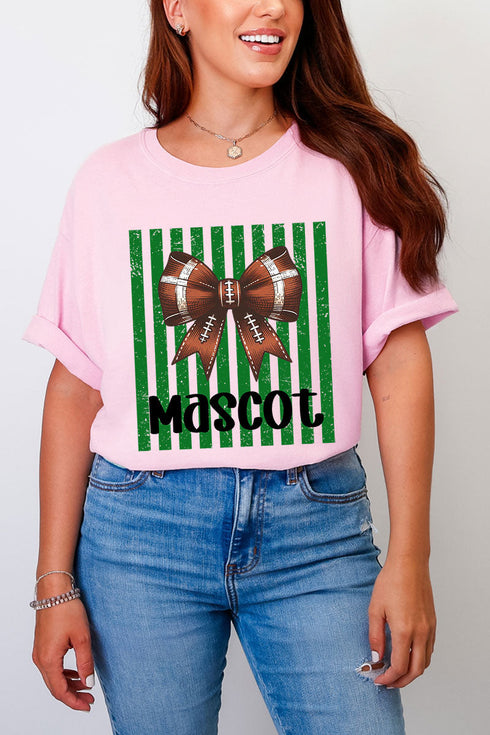 Personalized Green Varsity Bow Comfort Colors Adult Ring-Spun Cotton Tee *Enter Mascot Name
