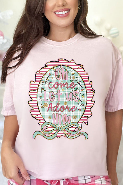 Framed Oh Come Let Us Comfort Colors Adult Ring-Spun Cotton Tee