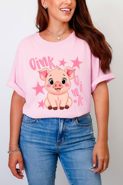 Oink Oink Shake Full Front & Back Design Comfort Colors Adult Ring-Spun Cotton Tee