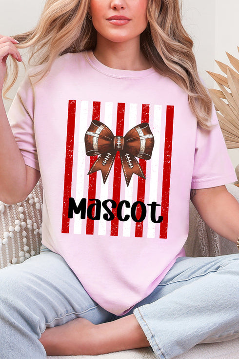 Personalized Red & White Varsity Bow Comfort Colors Adult Ring-Spun Cotton Tee *Enter Mascot Name