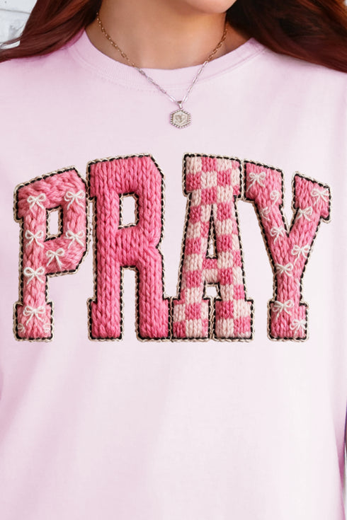 Pink Faux Yarn Coquette Pray Comfort Colors Adult Ring-Spun Cotton Tee