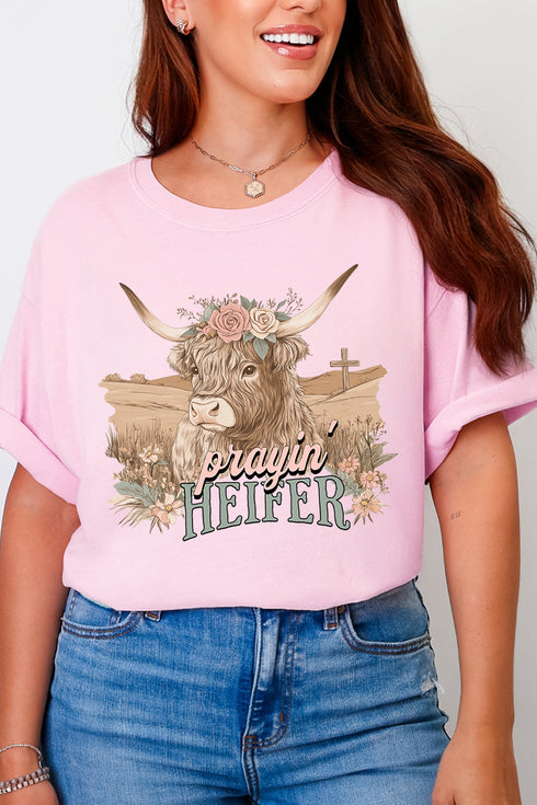 Prayin' Heifer Comfort Colors Adult Ring-Spun Cotton Tee
