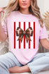 Red & White Varsity Bow Comfort Colors Adult Ring-Spun Cotton Tee