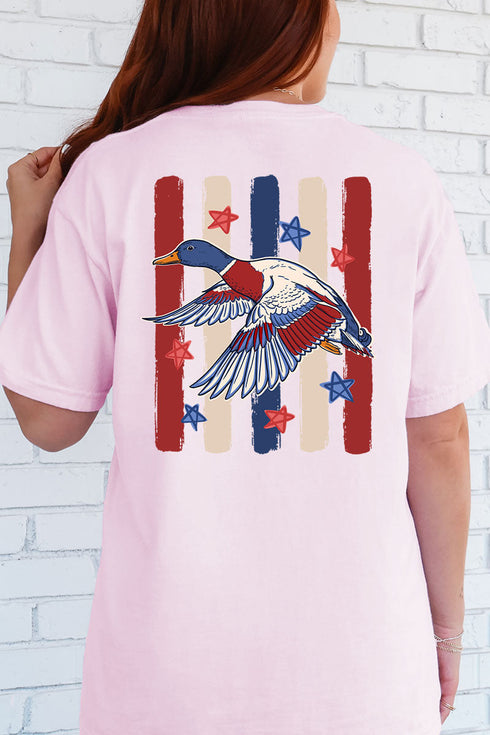 Red, White & Quack Front & Back Comfort Colors Adult Ring-Spun Cotton Tee