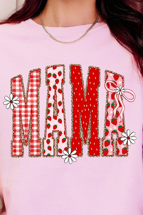 Strawberry Gingham Mama Comfort Colors Adult Ring-Spun Cotton Tee