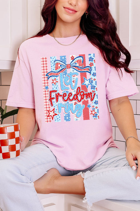 Striped Coquette Let Freedom Ring Comfort Colors Adult Ring-Spun Cotton Tee