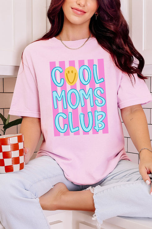 Striped Happy Cool Moms Club Comfort Colors Adult Ring-Spun Cotton Tee