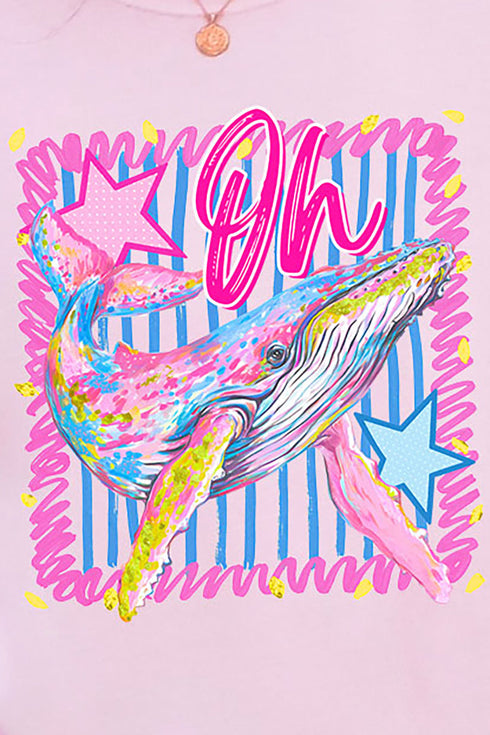 Striped Oh Whale Comfort Colors Adult Ring-Spun Cotton Tee